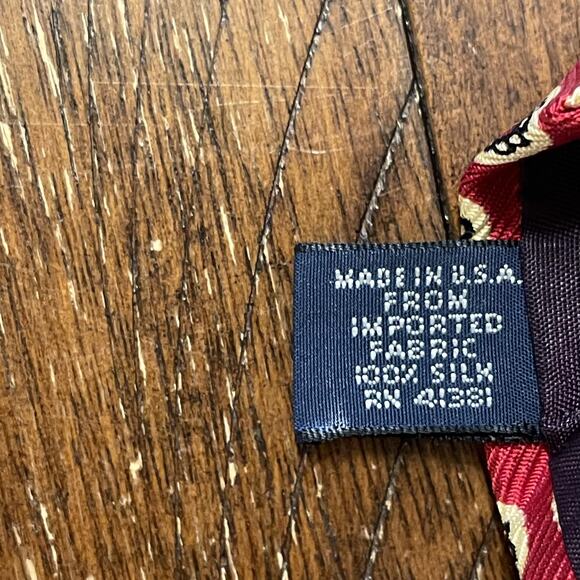 Polo Ralph Lauren Tie Mens Red Silk Floral Made USA 58" Long - Picture 7 of 9